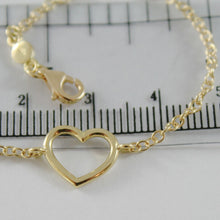 将图片加载到图库查看器,18k yellow gold bracelet 7.10 inches with heart, round rolo chain, made in Italy.