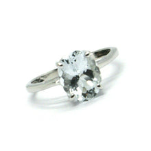 Load image into Gallery viewer, SOLID 18K WHITE GOLD RING with OVAL AQUAMARINE 2.6 Carats, SOLITAIRE.