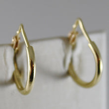 Cargar imagen en el visor de la galería, 18K YELLOW GOLD EARRINGS MINI CIRCLE HOOP 14 MM 0.55 IN DIAMETER MADE IN ITALY.