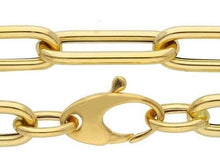 Cargar imagen en el visor de la galería, 18K YELLOW GOLD CHAIN ROUNDED TUBE OVAL PAPER CLIP 5x15mm LINK, 18" 45cm, ITALY.