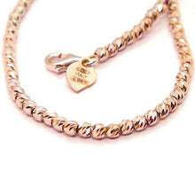 Load image into Gallery viewer, 18k rose gold bracelet, 17 cm, finely worked spheres, 2.5 mm diamond cut balls.