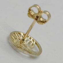 Cargar imagen en el visor de la galería, 18k yellow & white gold round earrings beautiful tree of life, made in Italy.