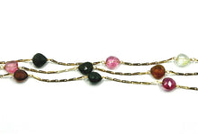 Cargar imagen en el visor de la galería, 18k yellow gold 20" necklace drops heart purple green blue orange tourmaline.