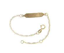 Load image into Gallery viewer, 18k yellow gold child boy girl baby bracelet, engraving plate mariner 4.7-5.5".