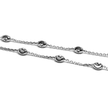 Cargar imagen en el visor de la galería, 18k white gold rolo alternate bracelet 3mm worked faceted oval balls 7.1".