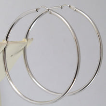 Cargar imagen en el visor de la galería, 18k white gold circle earrings hoop, tube, diameter 1.61 in made in Italy.