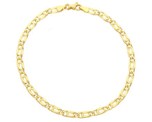 Charger l'image dans la galerie, 18K YELLOW GOLD BRACELET 3.5mm TIGER EYE ELONGATED ONDULATE FLAT LINKS 7.5" 19cm.