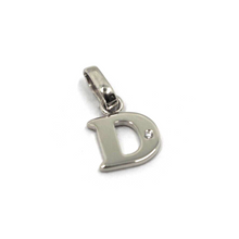 Charger l'image dans la galerie, 18k white gold pendant charm small initial letter D, 10mm, 0.4", with diamond.