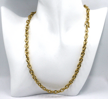 Cargar imagen en el visor de la galería, 18K YELLOW GOLD CHAIN NECKLACE 17.7", ROUND CIRCLE ROLO BIG OVAL LINKS 8.5x6.5mm.