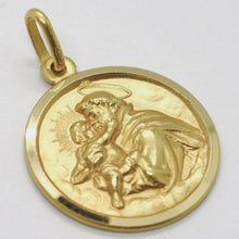 Load image into Gallery viewer, 18k yellow gold St Saint Anthony Padua Sant Antonio with Jesus medal pendant, diameter 19 mm.