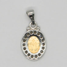 Load image into Gallery viewer, 18K YELLOW WHITE GOLD ZIRCONIA MINI MIRACULOUS MEDAL VIRGIN MARY MADONNA, ITALY.