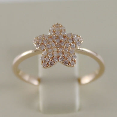 SOLID 18K ROSE GOLD BAND STAR RING LUMINOUS SMOOTH WITH ZIRCONIA MADE IN ITALY.