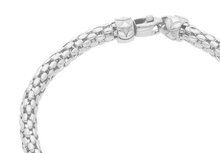 Load image into Gallery viewer, 18k white gold basket rounded 4.5mm tubular basket popcorn chain necklace, 18".