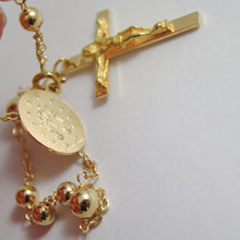 Cargar imagen en el visor de la galería, 18k yellow gold big rosary necklace miraculous Mary medal Jesus cross Italy made.