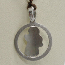 Load image into Gallery viewer, SOLID 18K WHITE GOLD PENDANT MEDAL, STYLIZED GUARDIAN ANGEL, MADE IN ITALY.