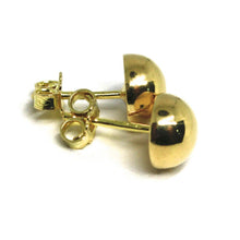 Load image into Gallery viewer, 18k yellow gold earrings, half sphere, diameter 8 mm, 0.31", made in Italy.