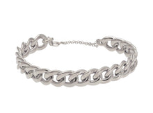 Charger l'image dans la galerie, 18K WHITE GOLD RIGID BANGLE 9mm GOURMETTE CURB BRACELET, SMOOTH, BRIGHT.