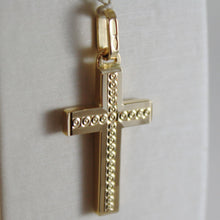 Cargar imagen en el visor de la galería, 18K YELLOW GOLD CROSS SQUARED TWO FACES CIRCLES ENGRAVABLE 1.14, MADE IN ITALY.