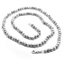 Cargar imagen en el visor de la galería, 18k white gold balls chain worked spheres 4mm diamond cut, faceted 16", 40cm.