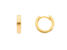 Load image into Gallery viewer, 18K YELLOW GOLD HOOPS SMALL EARRINGS DIAMETER 10mm SQUARE TUBE THICKNESS 2.5mm.
