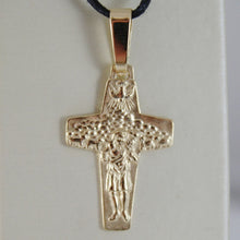 Load image into Gallery viewer, SOLID 18K YELLOW GOLD GOOD SHEPHERD POPE FRANCIS CROSS, FRANCESCO, MADE IN ITALY.