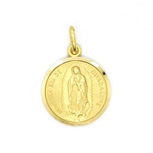 Load image into Gallery viewer, solid 18k yellow gold Senora Lady of Guadalupe, small 11 mm, round medal pendant.