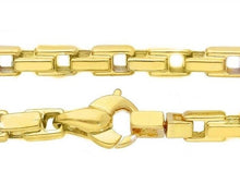 Load image into Gallery viewer, 18K YELLOW GOLD BRACELET 3.5mm ALTERNATE CROSSED SQUARED TUBE LINK 21cm 8.3".