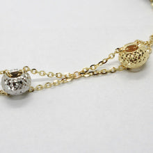 Load image into Gallery viewer, 18K YELLOW WHITE GOLD BRACELET FINELY WORKED 8 MM CIRCLES & ROLO LINK 7.9 INCHES.