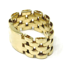 Load image into Gallery viewer, SOLID 18K YELLOW GOLD BAND CHAIN LINK CABLE MESH RING, 5 WIRES, MADE IN ITALY.