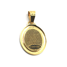 Load image into Gallery viewer, 18K YELLOW OVAL GOLD FLAT MEDAL 17mm OUR LADY OF FATIMA, VIRGIN MARY PENDANT.