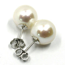 Load image into Gallery viewer, SOLID 18K WHITE GOLD STUDS EARRINGS, BIG FRESHWATER PEARLS, DIAMETER 12 MM.