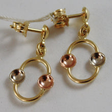 Load image into Gallery viewer, 18K YELLOW, ROSE, WHITE GOLD PENDANT OVAL EARRINGS, BALLS BRIGHT MADE IN ITALY.
