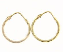 Load image into Gallery viewer, 18K YELLOW GOLD ROUND CIRCLE EARRINGS DIAMETER 15 MM WIDTH 1.7 MM, MADE IN ITALY.