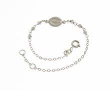 Load image into Gallery viewer, 18k white gold bracelet for kids with miraculous medal made in Italy 5.91 in.