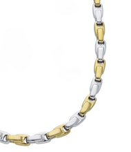 Load image into Gallery viewer, 18K YELLOW WHITE GOLD BRACELET 4mm ALTERNATE SQUARED CROSSED DROP TUBE 8.3".