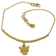Load image into Gallery viewer, SOLID 18K YELLOW GOLD BRACELET, ANGEL PENDANT, ROLO CHAIN, DIAMOND CUT BALLS.