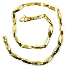 Cargar imagen en el visor de la galería, 18k yellow gold bracelet alternate oval rice tube links, length 21.5 cm 8.4".