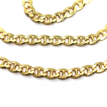 Load image into Gallery viewer, solid 18k yellow gold chain flat boat mariner oval nautical 4.5mm link 60 cm 24&quot;.
