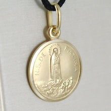 Load image into Gallery viewer, 18k yellow gold our Senora Lady of Fatima, Virgin Mary round medal pendant, 15 mm.