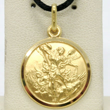 Load image into Gallery viewer, solid 18k yellow gold Saint Michael Archangel 17 mm very detailed medal, pendant.