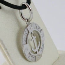 Cargar imagen en el visor de la galería, 18k white gold mini 13 mm wind rose compass charm pendant, anchor, made in Italy.