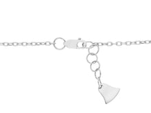 Load image into Gallery viewer, 18K WHITE GOLD OVAL ROLO CHAIN NECKLACE, 16.5", FLAT 5mm HEARTS, MADE IN ITALY.