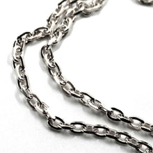 Load image into Gallery viewer, 18K WHITE GOLD SOLID CHAIN SQUARED CABLE 3.2mm OVAL LINKS, 20" 50cm ITALY MADE.