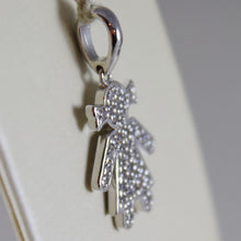 Load image into Gallery viewer, 18k white gold girl pendant, baby, length 0.98 inches, zirconia.