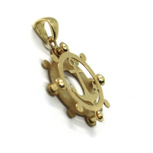 Cargar imagen en el visor de la galería, 18K YELLOW GOLD 20mm 0.8" RUDDER DOUBLE PLATE ANCHOR PENDANT MADE IN ITALY.