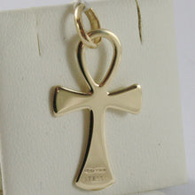 Load image into Gallery viewer, SOLID 18K YELLOW GOLD CROSS, CROSS OF LIFE, ANKH, SHINY, 1.26 INCH MADE IN ITALY.