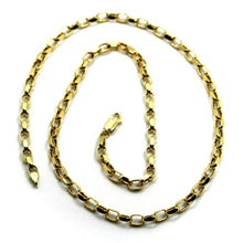 Load image into Gallery viewer, 18K YELLOW GOLD CHAIN BIG 4mm OVAL SQUARED LINKS, 24", 60cm, MADE IN ITALY.