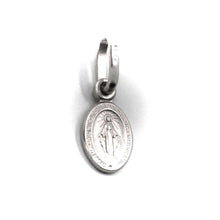 Load image into Gallery viewer, solid 18k white gold Miraculous medal pendant, Virgin Mary, Madonna, small 8x5mm.