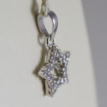 Load image into Gallery viewer, 18k white gold mini star pendant, length 0.63 inches, zirconia.