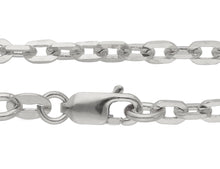 Load image into Gallery viewer, 18K WHITE GOLD SOLID CHAIN SQUARED CABLE 2.5mm OVAL LINKS, 24" 60cm ITALY MADE.